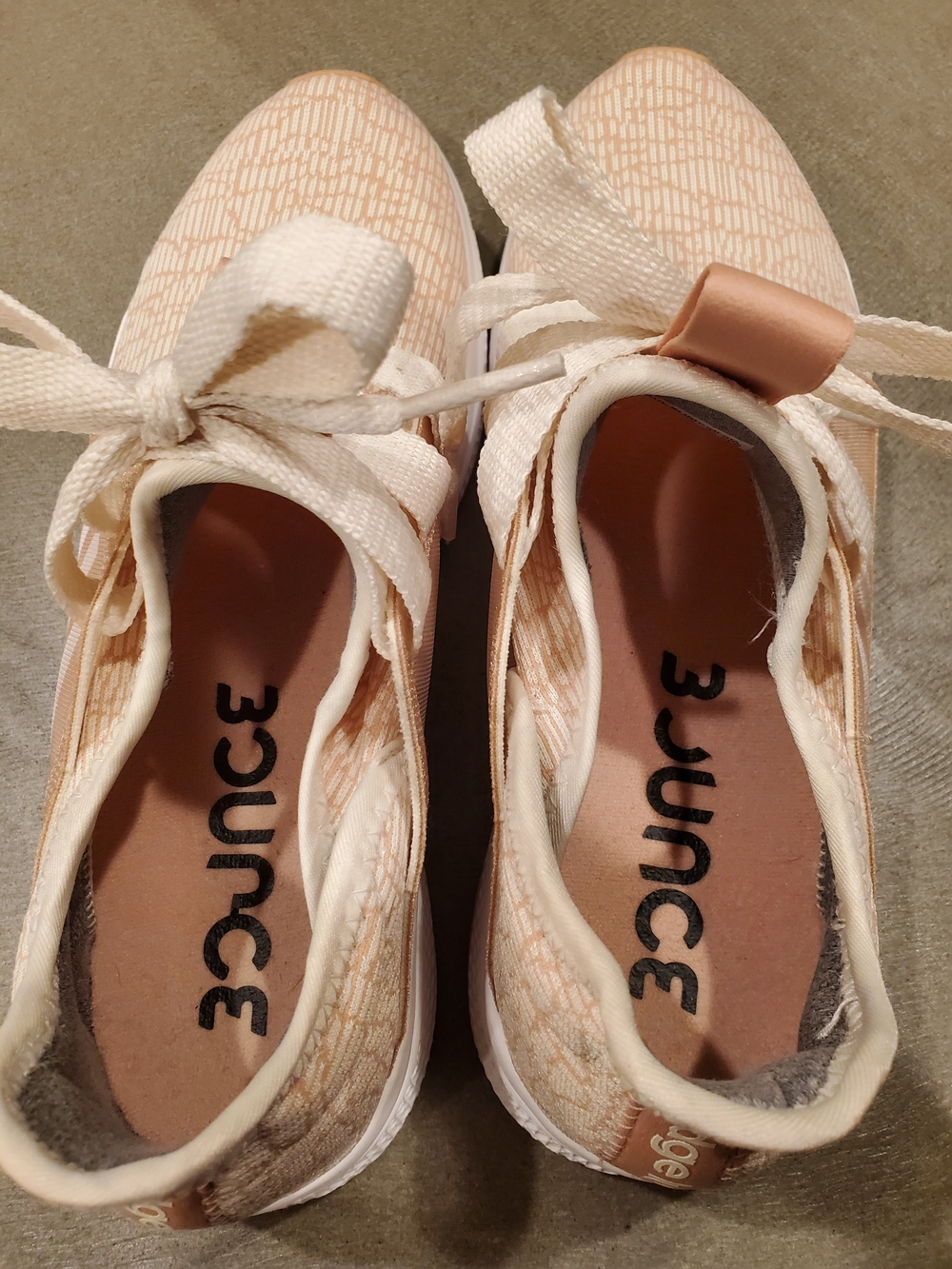 adidas Bounce Women's Light Pink Tan Lace-Up Sneakers - Picture 7 of 10